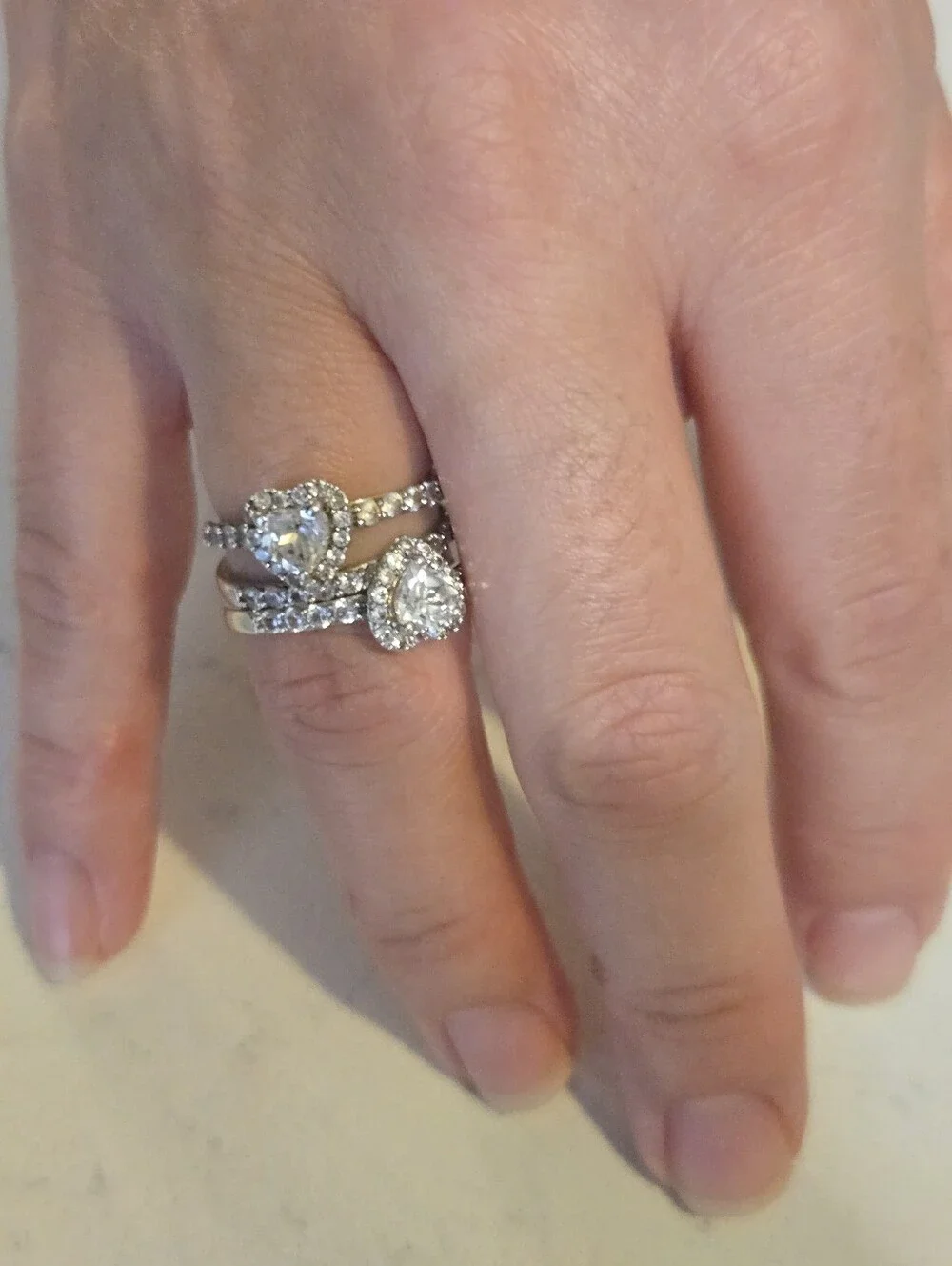Zales White Sapphire Halo Style Women's Ring Set 3. Size 5. 925.